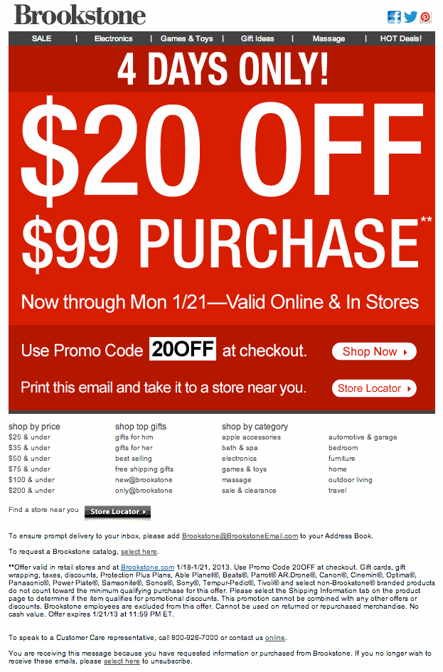 Brookstone Promo Coupon Codes and Printable Coupons