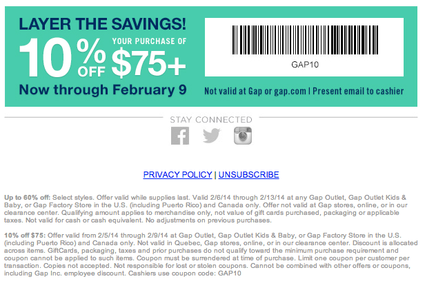 Gap Promo Coupon Codes and Printable Coupons