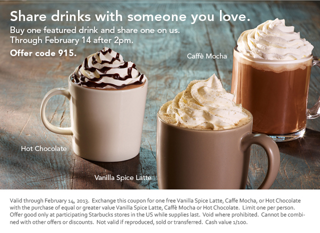 Starbucks: BOGO Free Printable Coupon