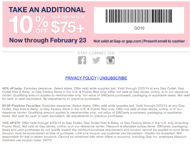 Gap Promo Coupon Codes and Printable Coupons