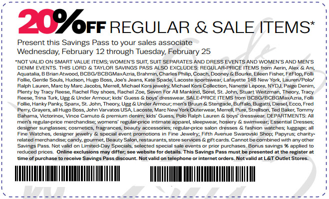 Lord & Taylor Promo Coupon Codes and Printable Coupons