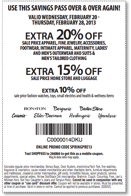 Bostonstore.com (Bon-Ton): 20% off Printable Coupon