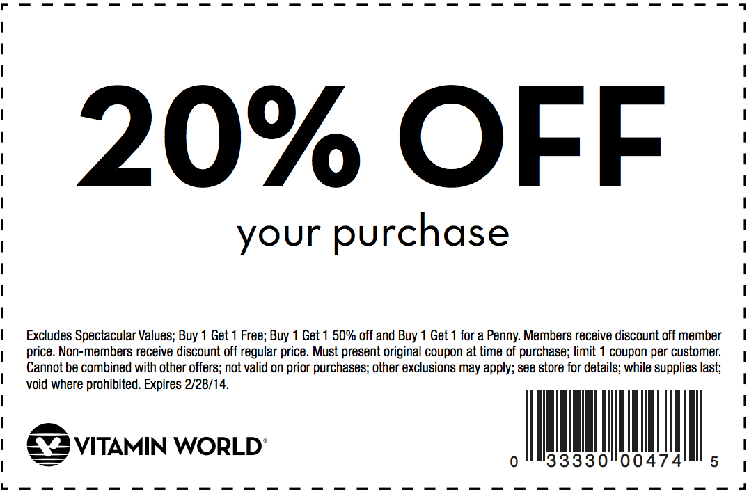 Vitamin World Promo Coupon Codes and Printable Coupons