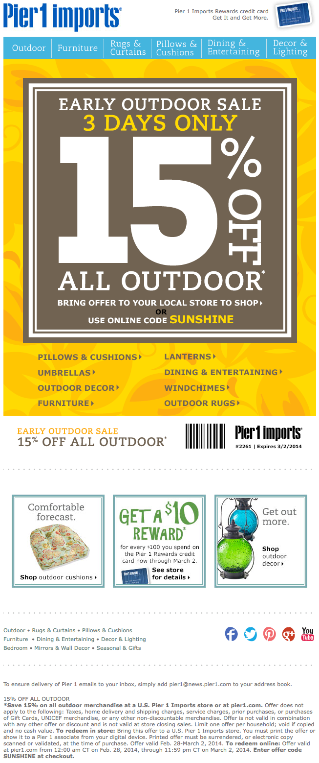 Pier 1 Imports Promo Coupon Codes and Printable Coupons