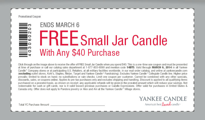 Yankee Candle Promo Coupon Codes and Printable Coupons