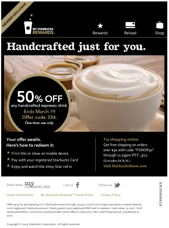 Starbucks 50 off Espresso Printable Coupon