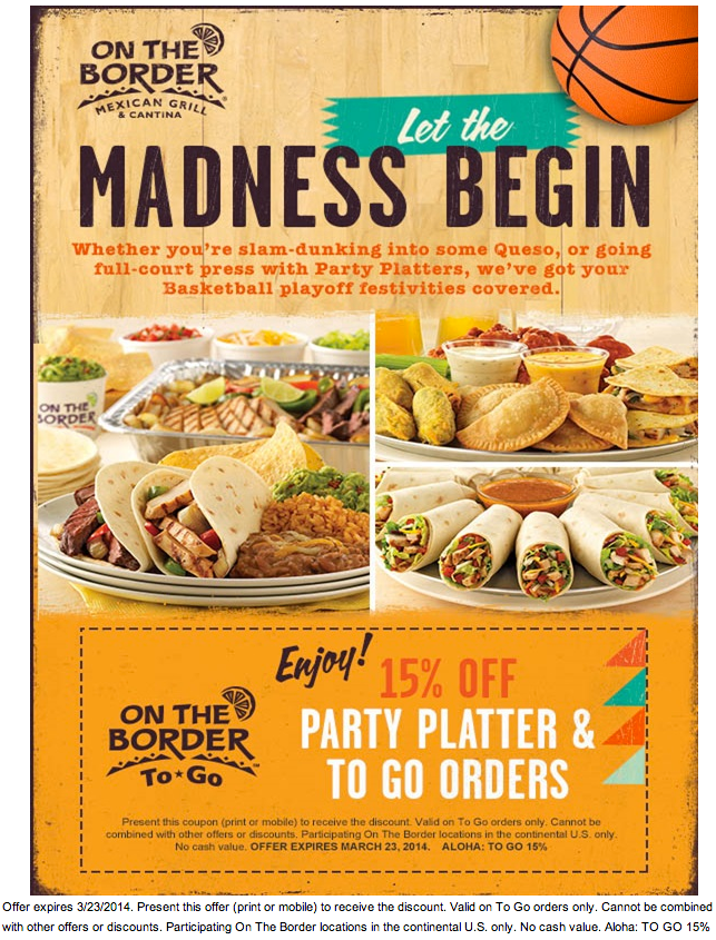 On The Border: 15% off Party Platter Printable Coupon