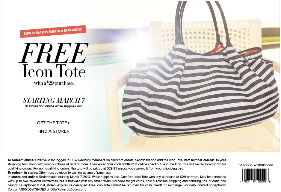 DSW: Free Icon Tote Printable Coupon