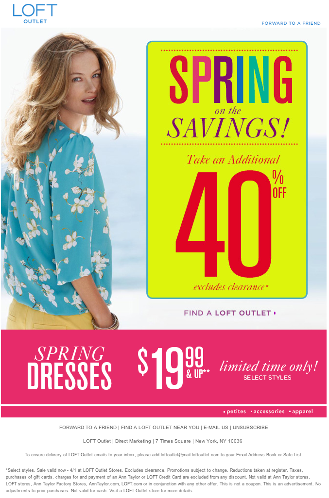 LOFT: 40% off Printable Coupon