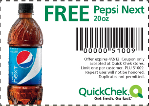 Quick Chek: Free Pepsi Printable Coupon