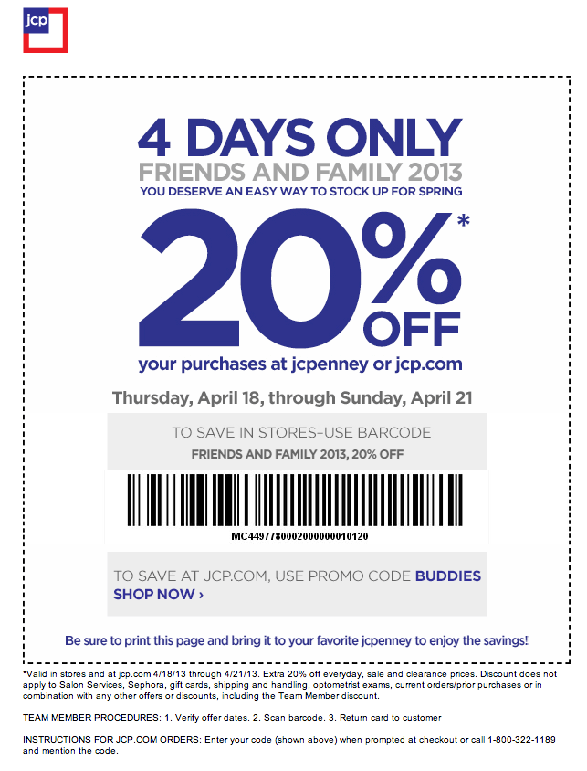 JCPenney: 20% off Printable Coupon