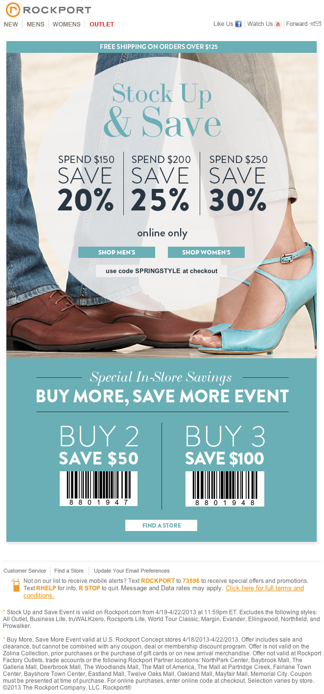 Rockport: 20%-30% off Printable Coupon