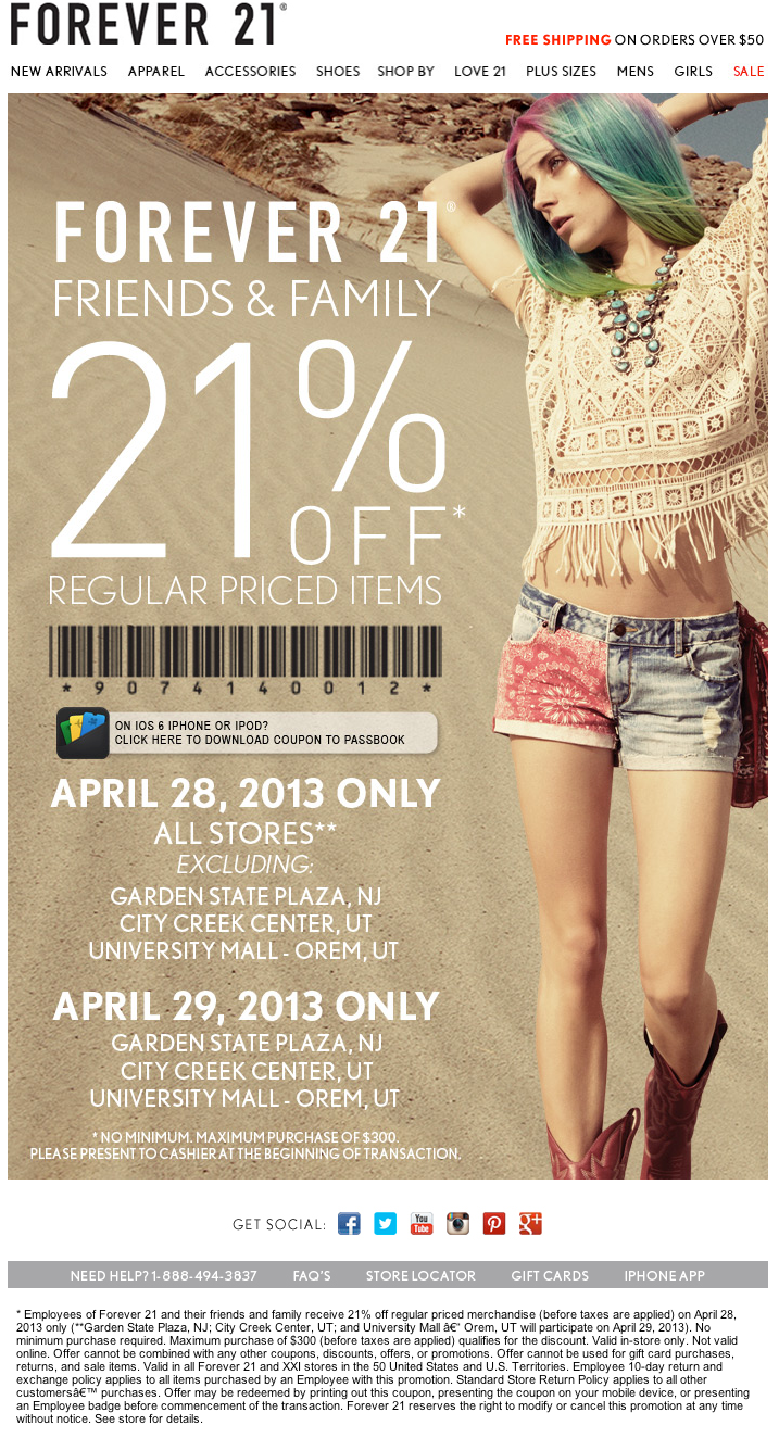 Forever 21 Coupon In Store Printable
