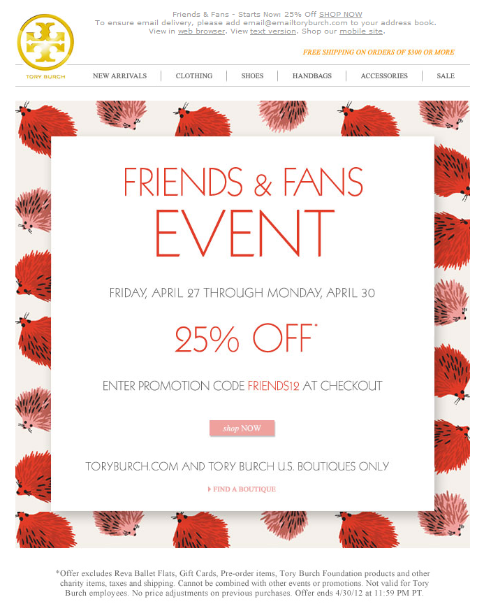 Tory Burch: 25% off Printable Coupon