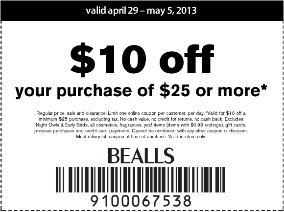 Bealls Department Store: Printable Coupon