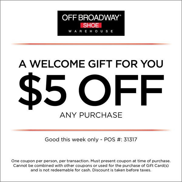 Off Broadway Shoes 5 off Printable Coupon