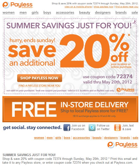 payless shoes coupon code