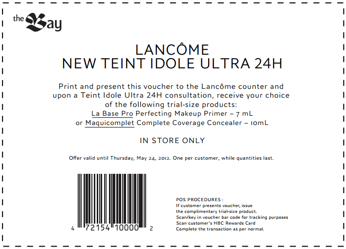 The Bay: Free Lancome Trial Size Printable Coupon