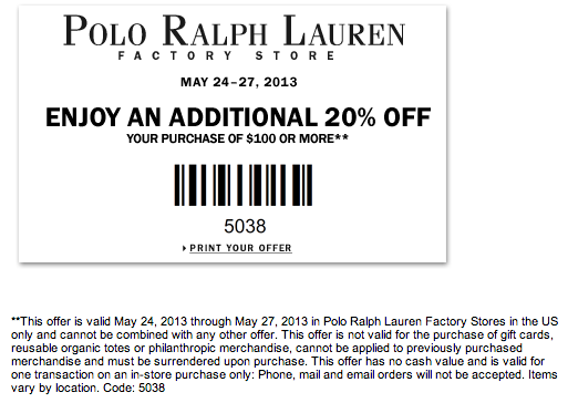 Ralph Lauren Promo Coupon Codes and Printable Coupons