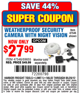 Harbor Freight Tools: $27.99 Security Camera Printable Coupon