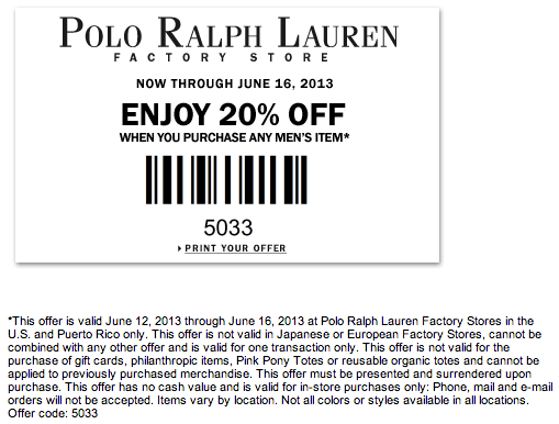 Ralph Lauren Promo Coupon Codes and Printable Coupons