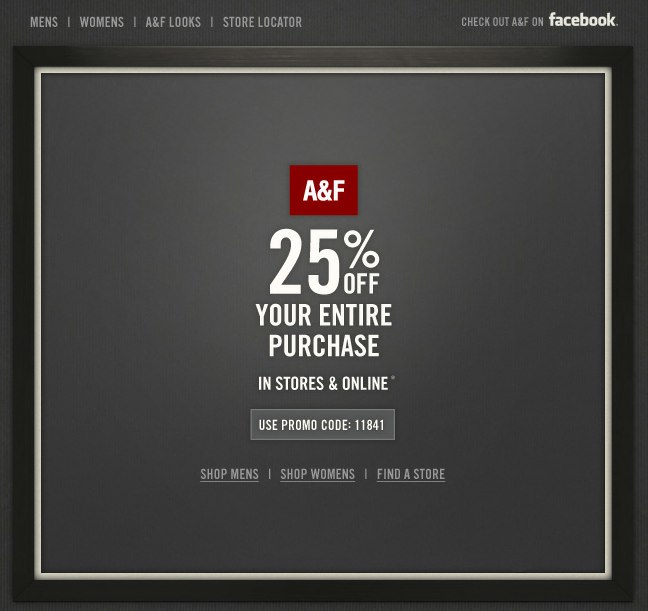 Abercrombie: 25% off Printable Coupon