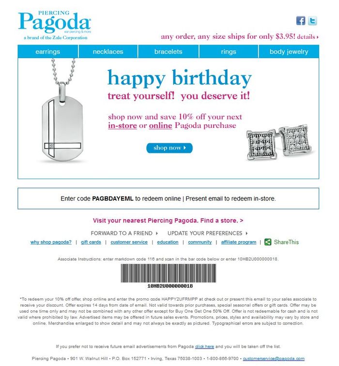 Piercing Pagoda: 10% off Printable Coupon