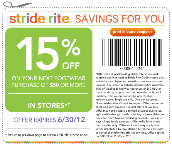 Stride Rite: 15% off Printable Coupon