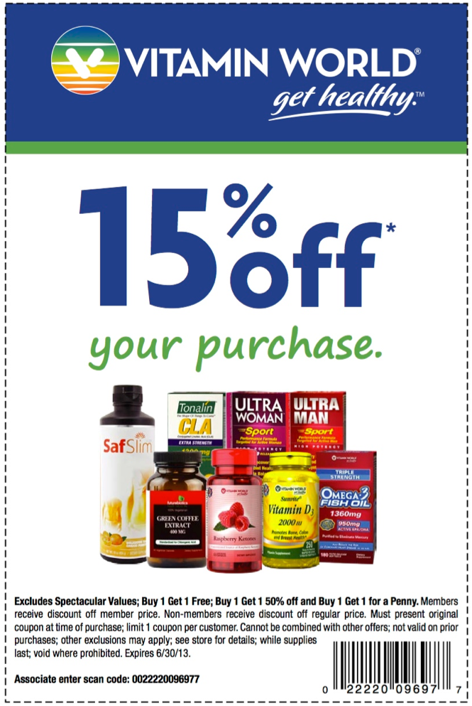 Vitamin World Promo Coupon Codes and Printable Coupons