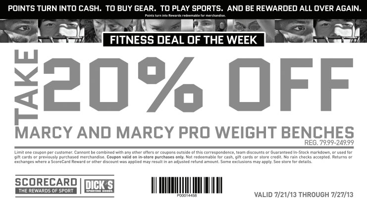 Dick's Sporting Goods: 20% off Marcy Printable Coupon