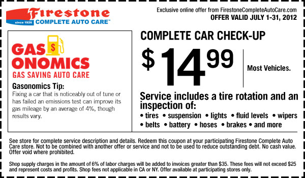 Firestone: $14 99 Car Check Up Printable Coupon