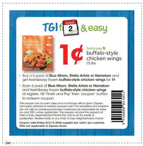 Fresh & Easy: $.01 Buffalo Chicken Wings Printable Coupon