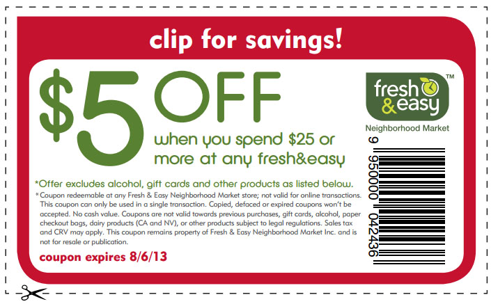 Fresh & Easy Promo Coupon Codes and Printable Coupons