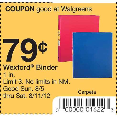 Walgreens: $.79 Binder Printable Coupon