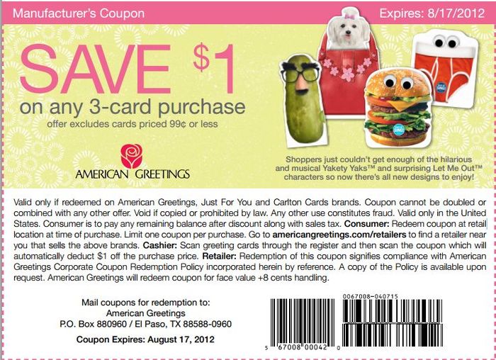 American Greetings: $1 off Cards Printable Coupon