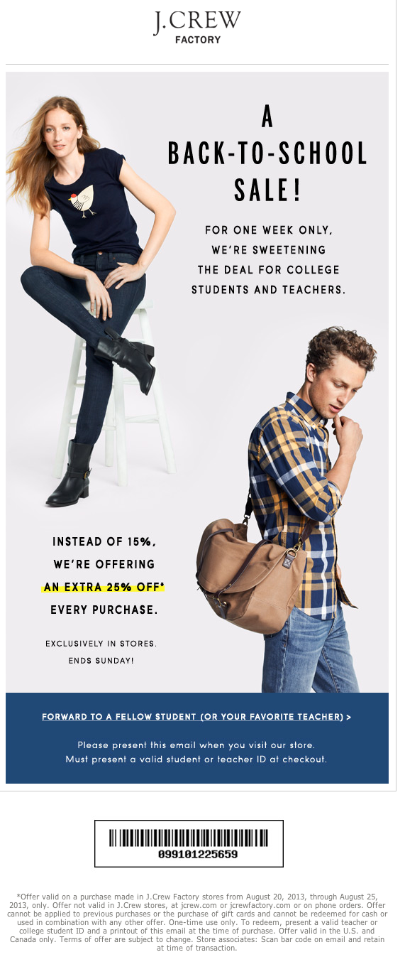 J.Crew: 25% off Printable Coupon