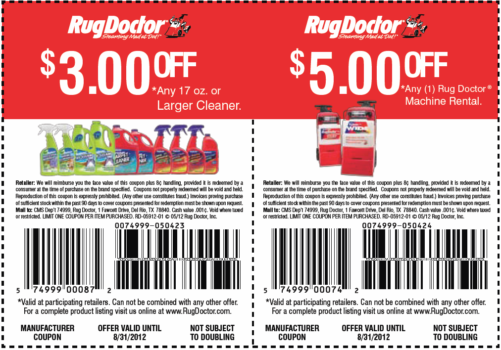 Rug Doctor Promo Coupon Codes and Printable Coupons
