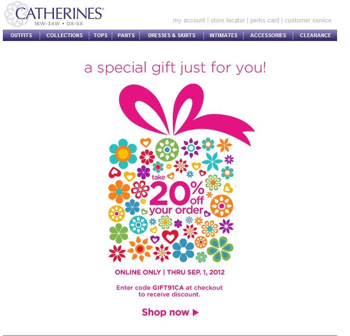 Catherines: 20% off Printable Coupon