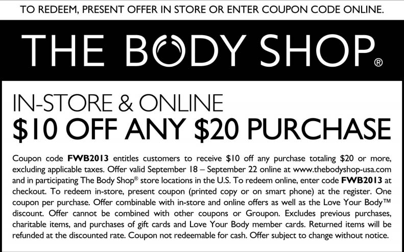 The Body Shop Promo Coupon Codes and Printable Coupons