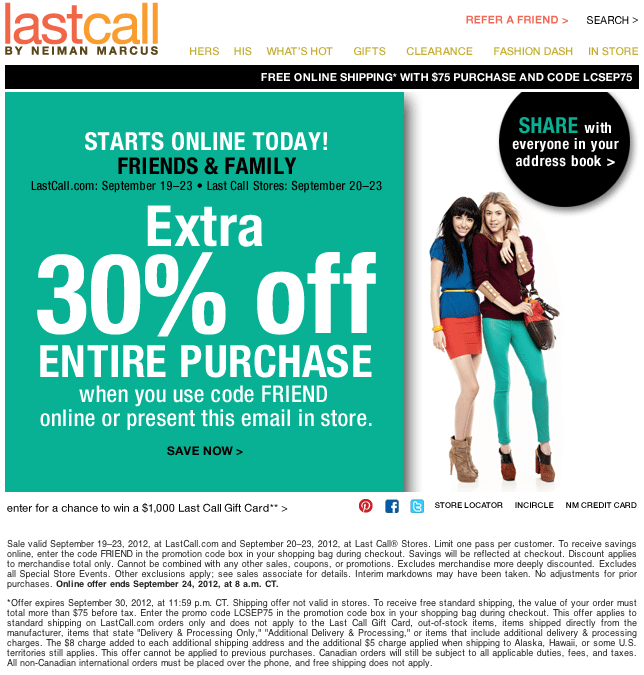 LastCall Promo Coupon Codes and Printable Coupons