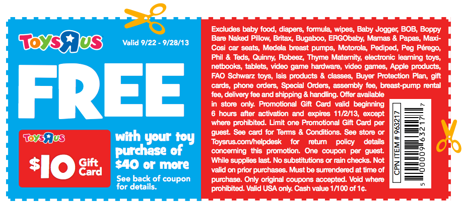 Toys R Us: Free $10 Gift Card Printable Coupon