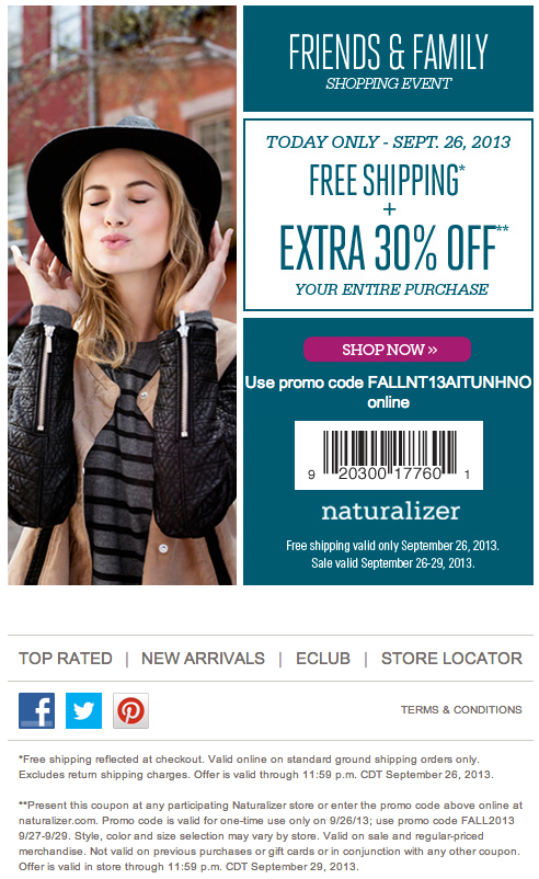 Naturalizer: 30% off Printable Coupon