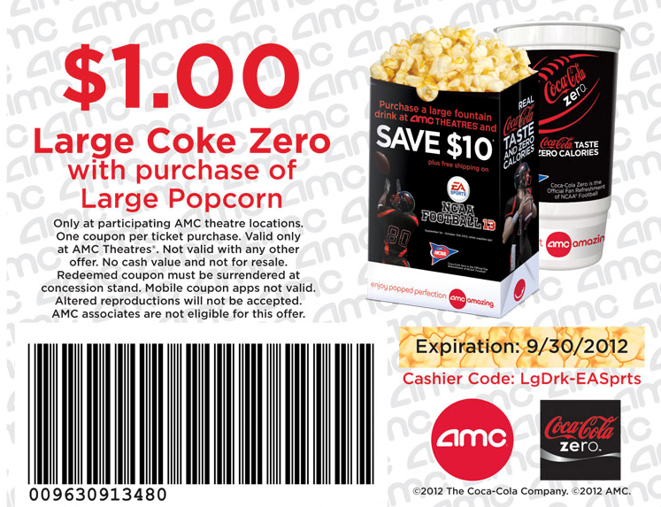 AMC Theaters 1 Coke Zero Printable Coupon