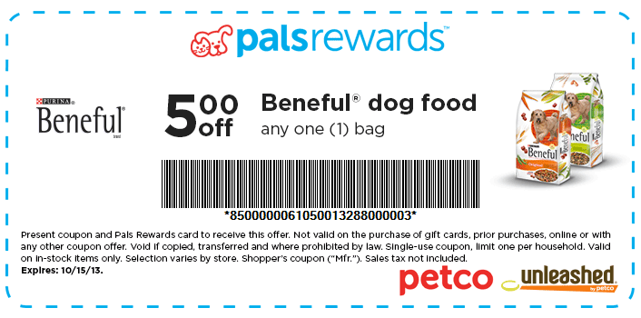 PETCO: $5 off Beneful Dog Food Printable Coupon