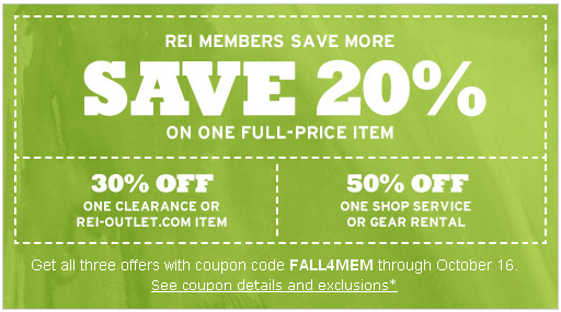 REI: 20% off Printable Coupon