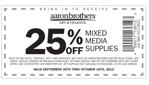 Aaron Brothers: 25% off Media Supplies Printable Coupon
