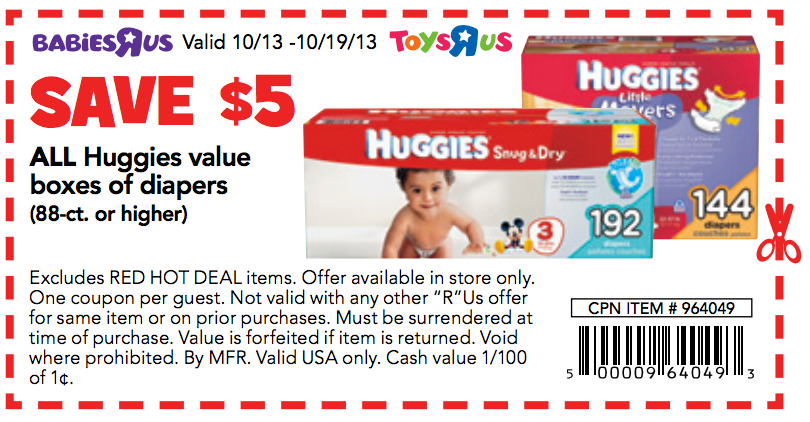 Toys R Us: $5 off Huggies Printable Coupon