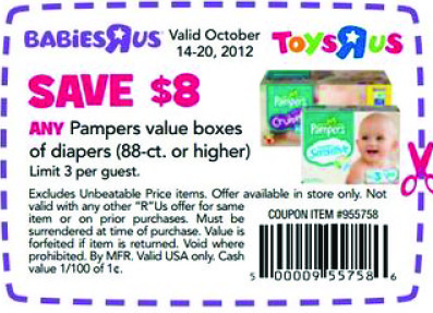 Babies R Us: $8 off Pampers Printable Coupon