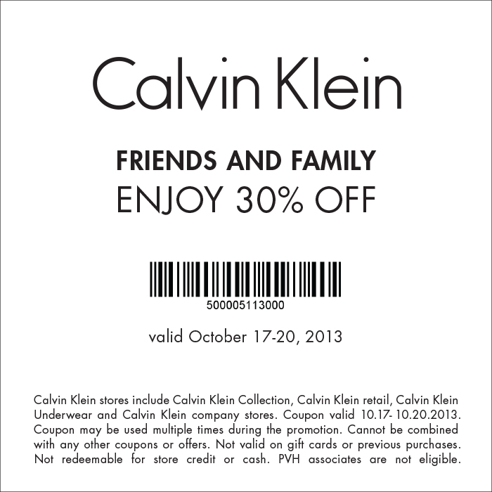 Calvin Klein 30 off Printable Coupon