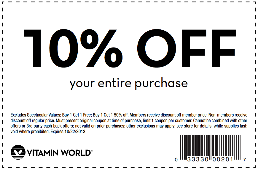 Vitamin World Promo Coupon Codes and Printable Coupons